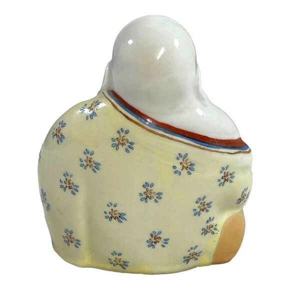 Chinese Famille Rose Porcelain Happy Laughing Buddha Figurine 3.5" Miniature - Picture 5 of 7